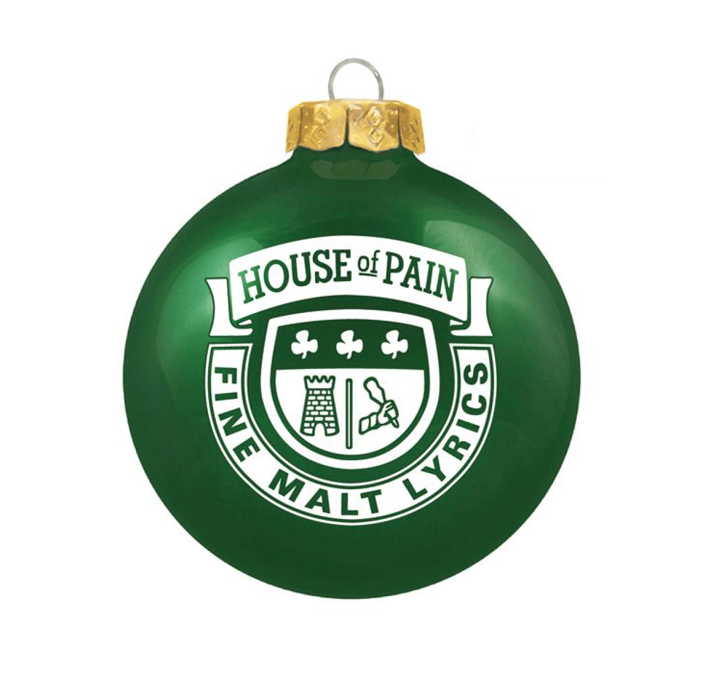 Image of House of Pain ☘️ Póg Mo Thóin "Kiss My Ass" Glass Christmas Ornament by Danny Boy O'Connor.