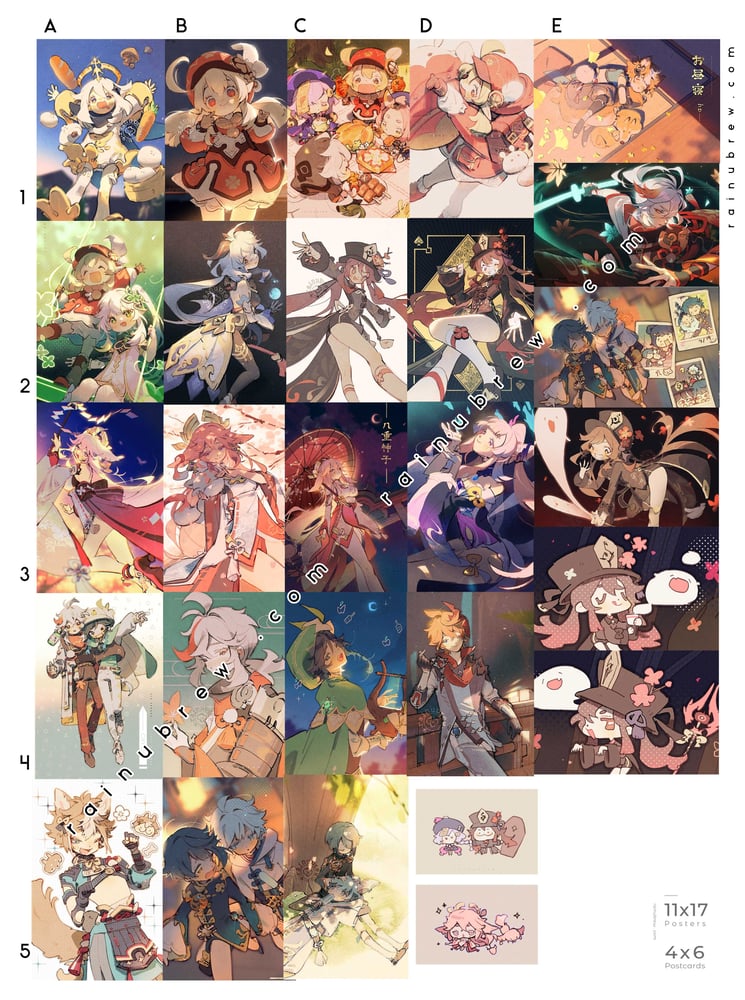 Image of *NEW* Genshin Impact | 4"x6" 11"x17" Prints