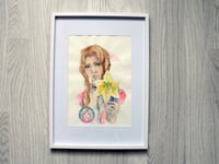 Image 1 of ORIGINAL PAINTING Aerith Watercolour portrait FFVII