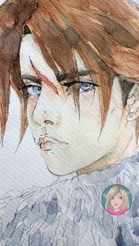 Image 2 of ORIGINAL PAINTING Squall FFVIII watercolour portrait