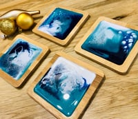 Image 5 of Christmas Tree Resin Serving Boards, Coasters & Knife Set