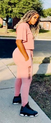 Image 4 of Peep Game womens crop top hoodie and pants set