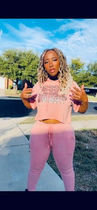 Image 1 of Peep Game womens crop top hoodie and pants set