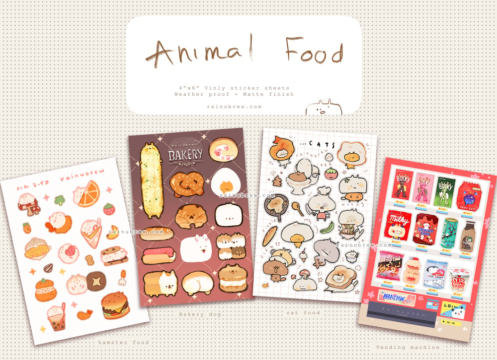 Image of Animal Food Kawaii | 4"x6" Sticker Sheets