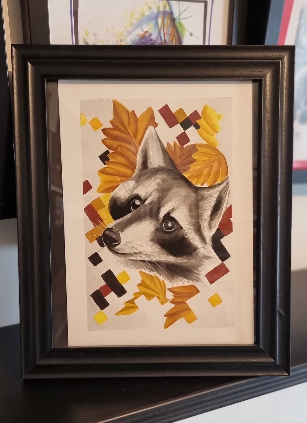 Autumn raccoon original painting 