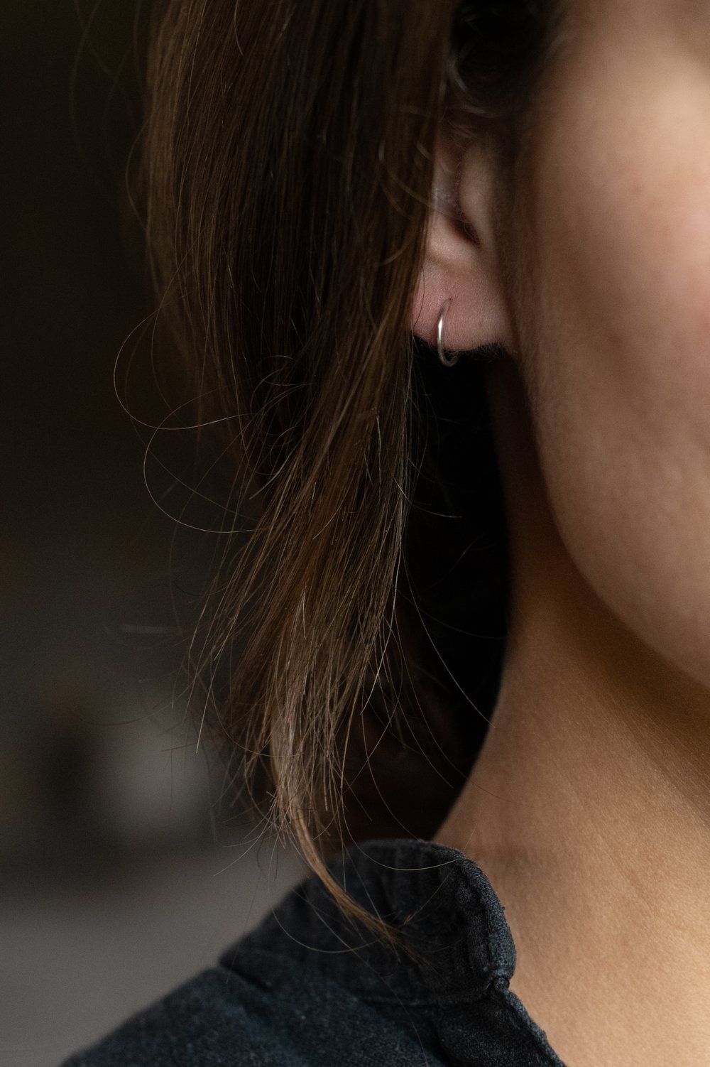 Image of 1mm Silver Hoop Earring