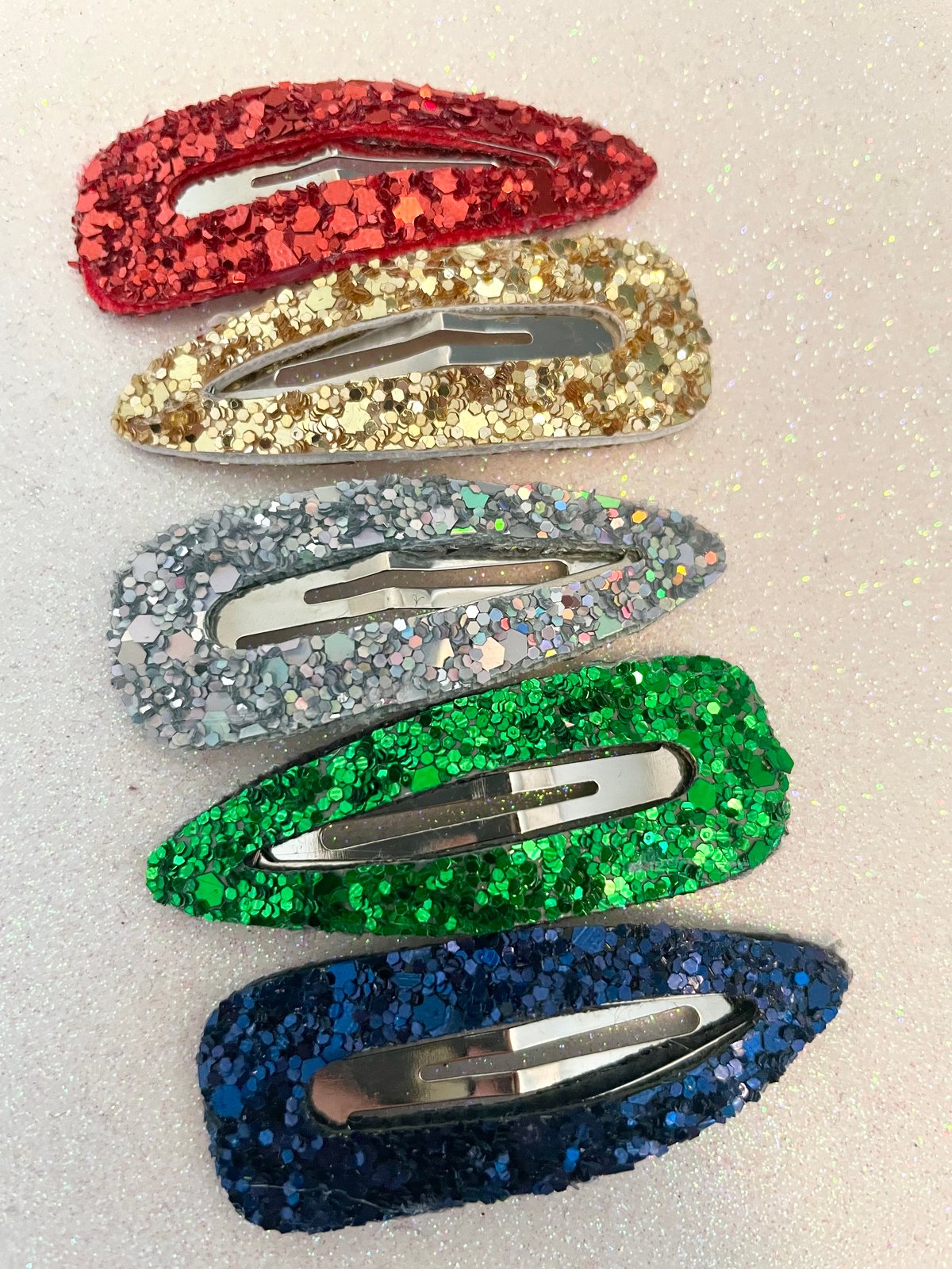 Image of 5cm glitter snap clips - set of 5