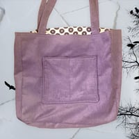 Image 1 of Mauve cordoroy tote bag with flower lining