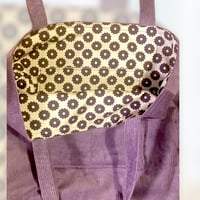 Image 2 of Mauve cordoroy tote bag with flower lining