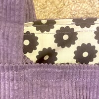 Image 3 of Mauve cordoroy tote bag with flower lining