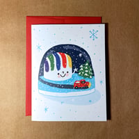 Image 2 of Dorchester Gas Tank Snow Globe Greeting Card