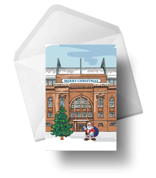 Image of Santa Claus at Ibrox Stadium - Christmas Card for Rangers Fans