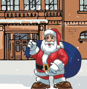 Image of Santa Claus at Ibrox Stadium - Christmas Card for Rangers Fans