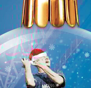 Image of Gazza Playing the Flute Christmas Bauble Christmas Card