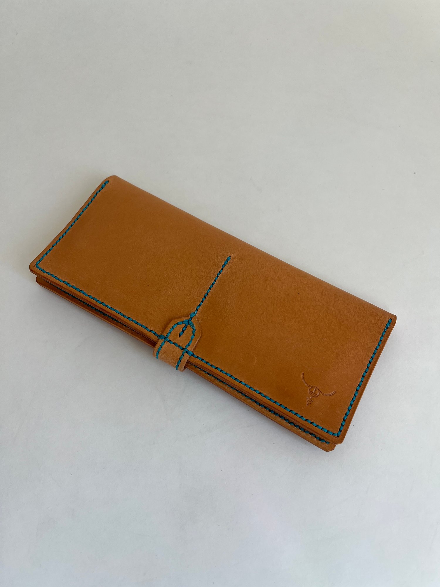 Image of Natural Italian Vachetta Long Wallet (Aqua)