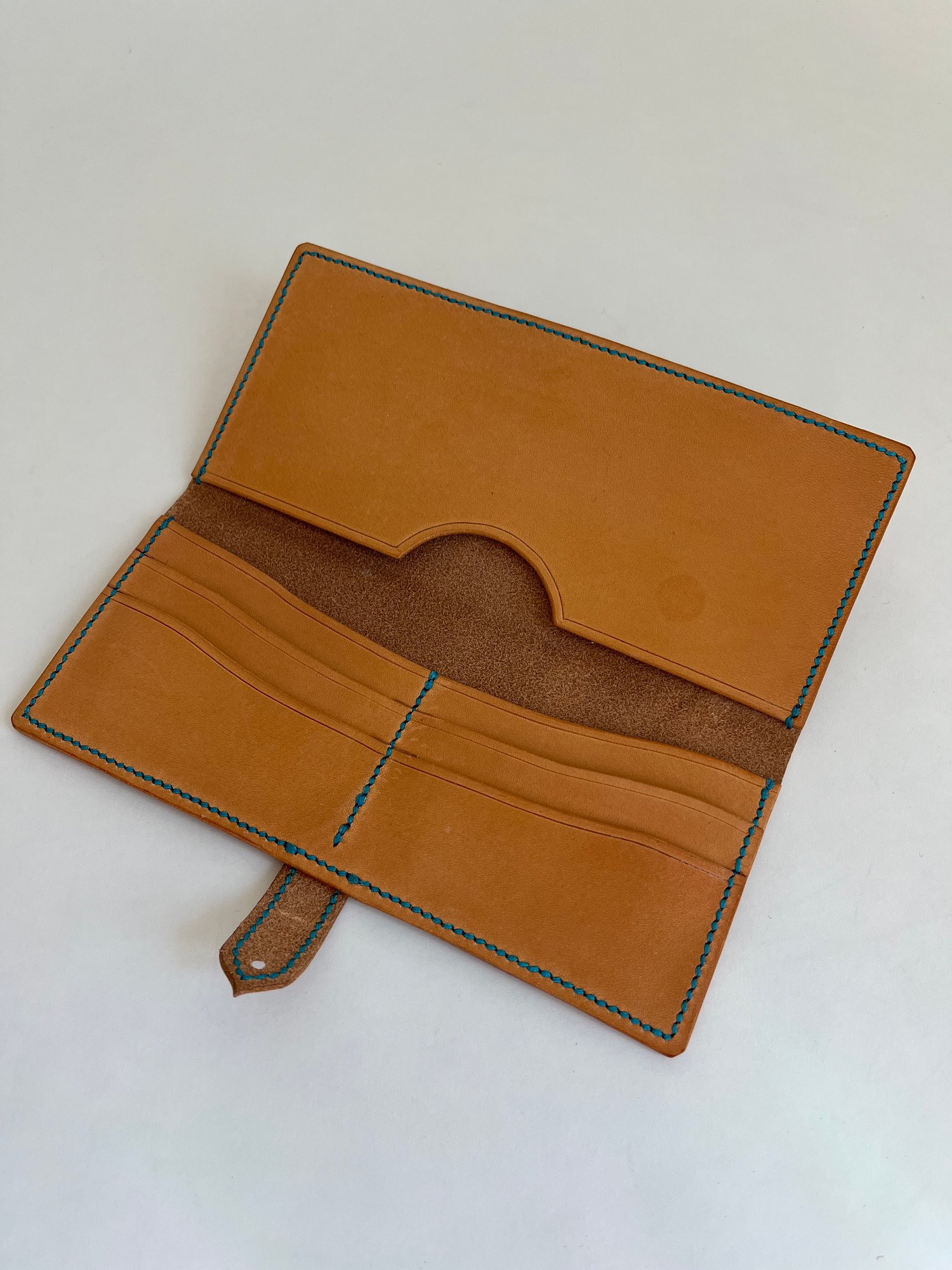 Image of Natural Italian Vachetta Long Wallet (Aqua)