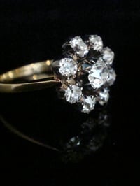 Image 2 of Victorian 18ct yellow gold large old mine cut diamond 0.90ct cluster ring