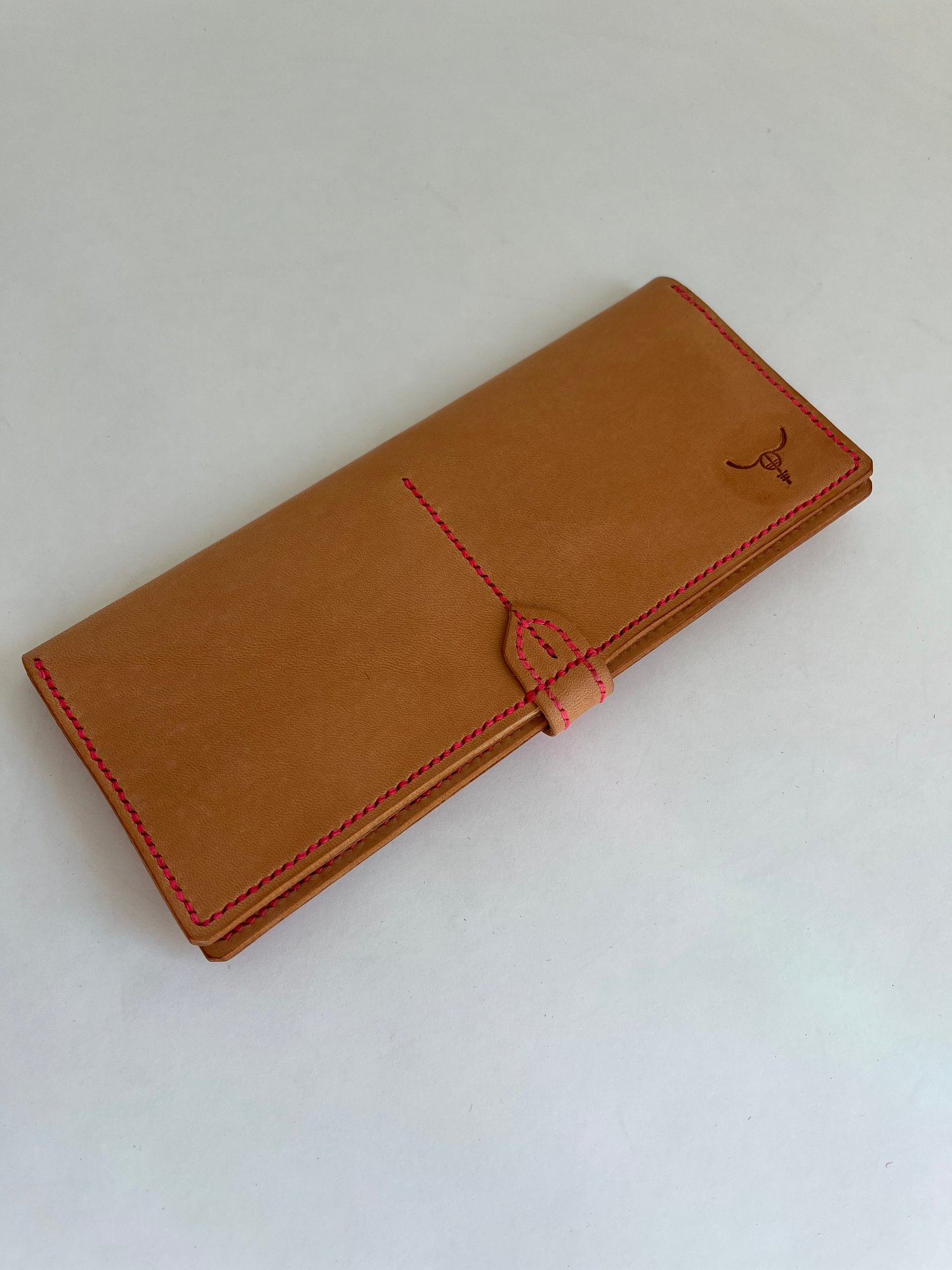 Image of Natural Italian Vachetta Long Wallet (Neon Pink)