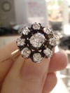 Victorian 18ct yellow gold large old mine cut diamond 0.90ct cluster ring