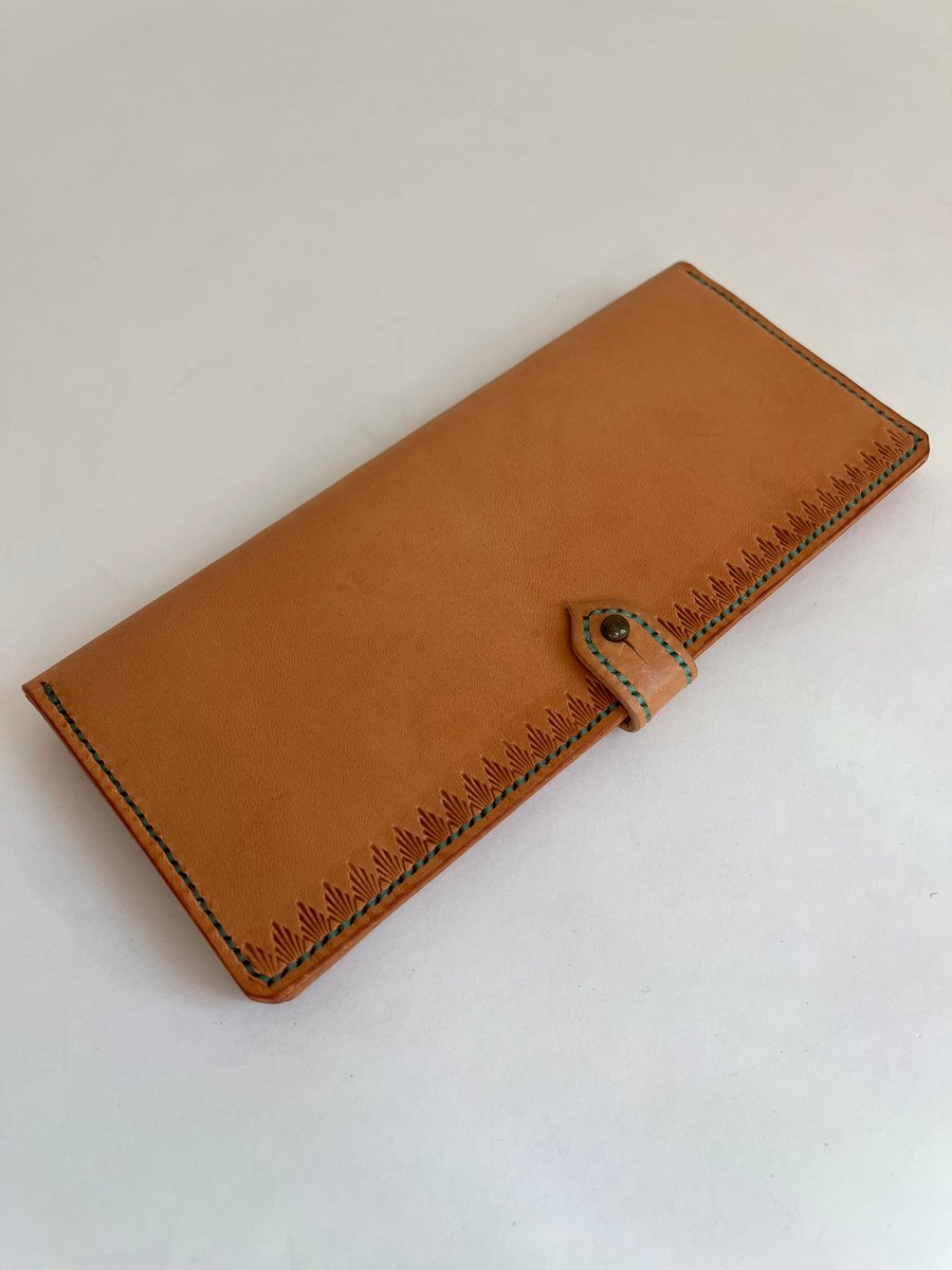 Image of Natural Italian Vachetta Long Wallet (Jade)