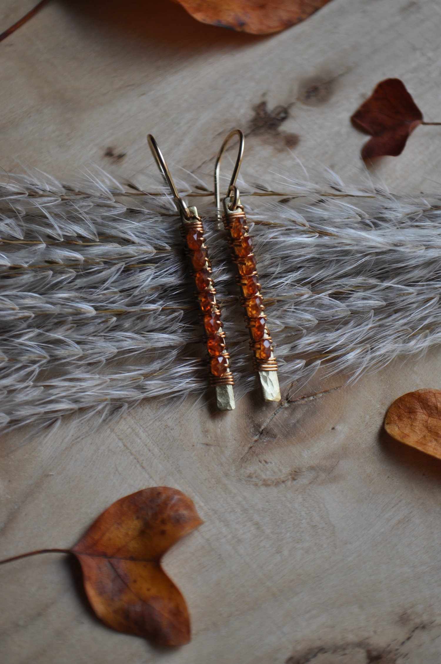 Image of Hessonite Garnet Bar Dangles