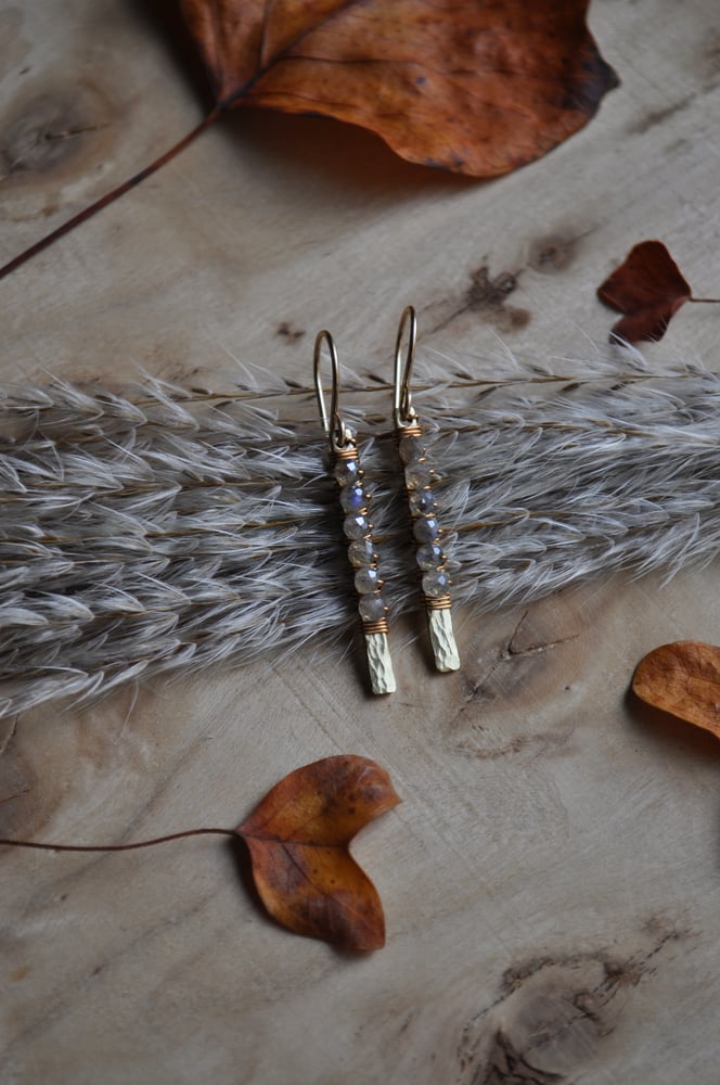 Image of Labradorite Brass Bar Dangles