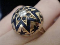Image 5 of EDWARDIAN 18CT YELLOW GOLD FRENCH STAR CELESTIAL ENAMEL DIAMOND BOMBE RING