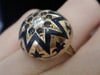 EDWARDIAN 18CT YELLOW GOLD FRENCH STAR CELESTIAL ENAMEL DIAMOND BOMBE RING