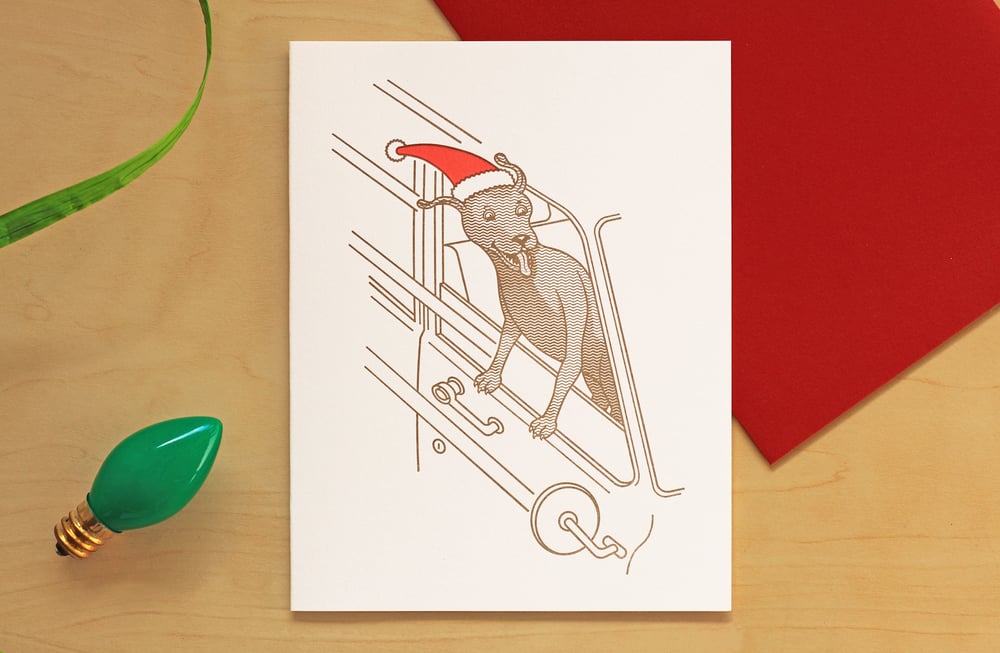 Image of Christmas Holiday Dog in Car Card