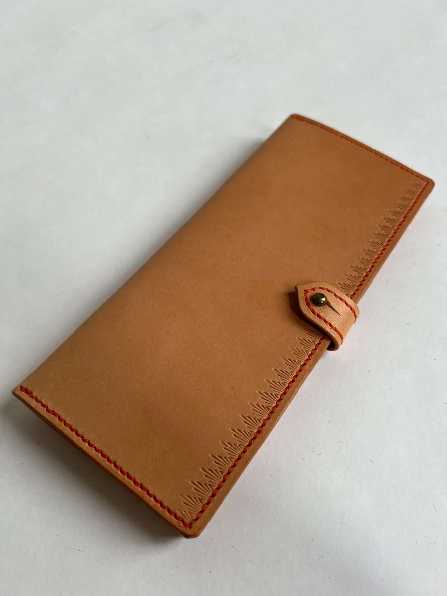 Image of Natural Italian Vachetta Long Wallet (Orange)