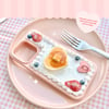 Decoden Phone Case Whipped Cream with phone plug Heart shaped Pancake butter strawberry blueberry