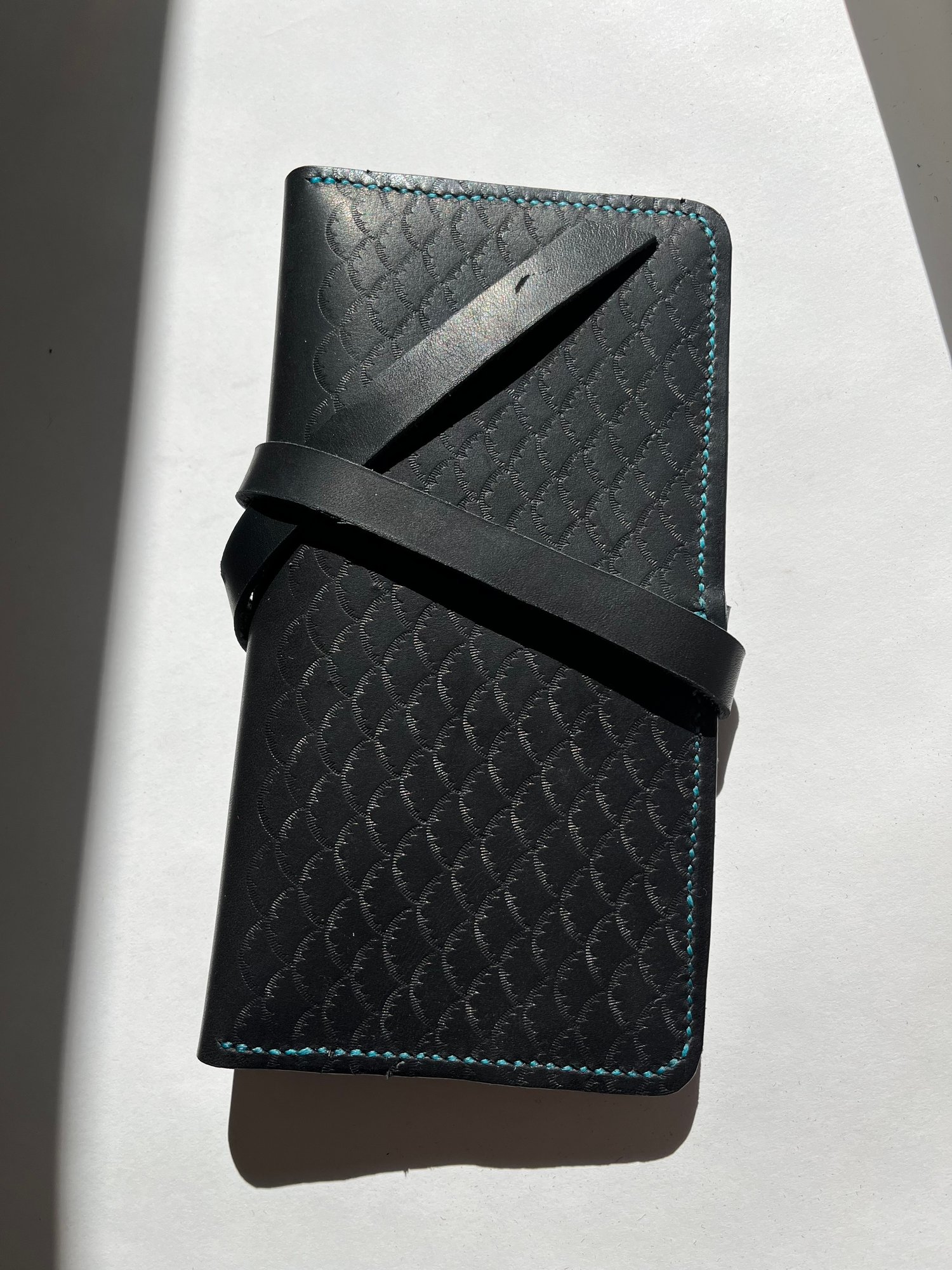 Image of Black Stamped Wrap Clutch 