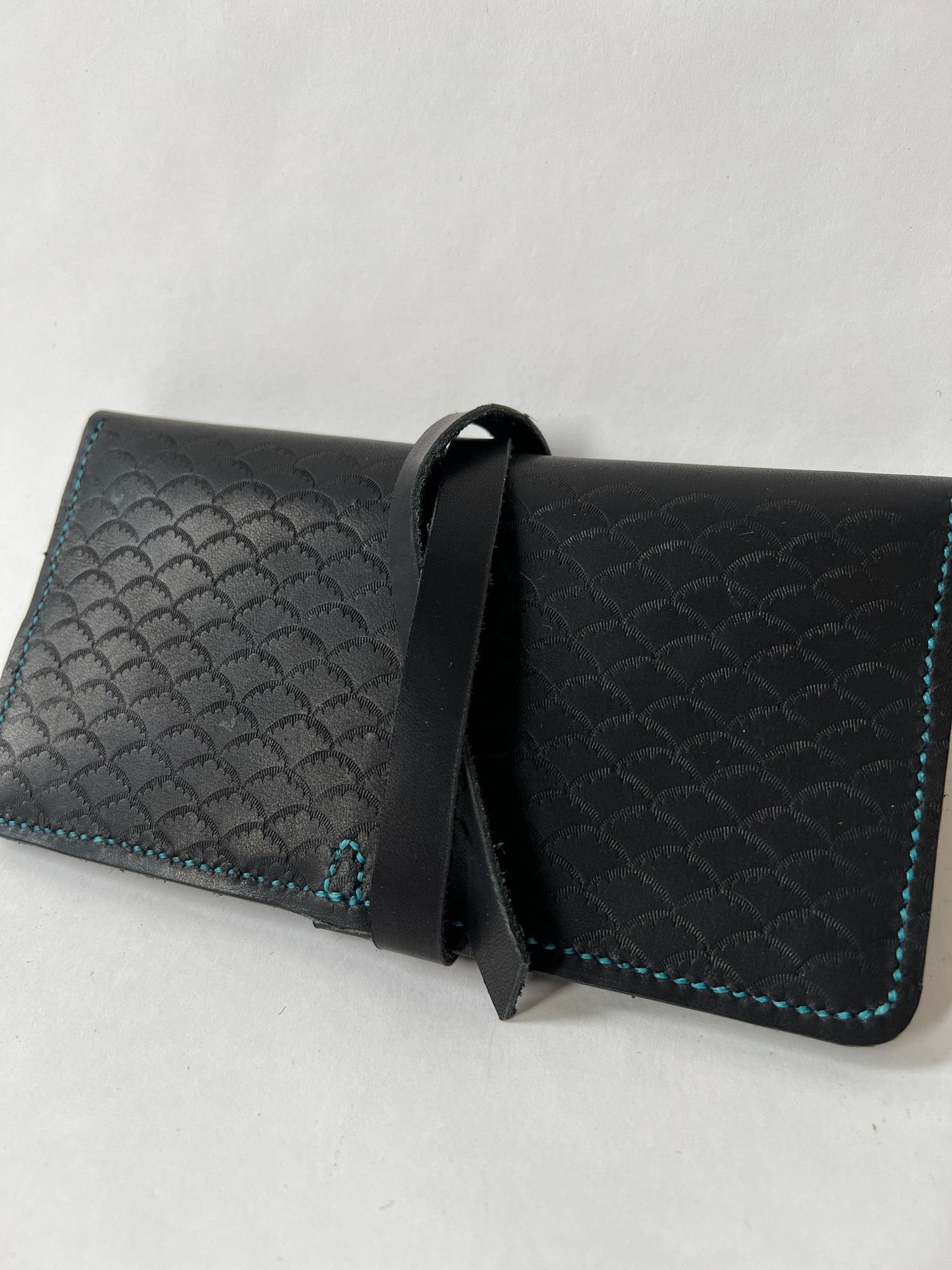 Image of Black Stamped Wrap Clutch 