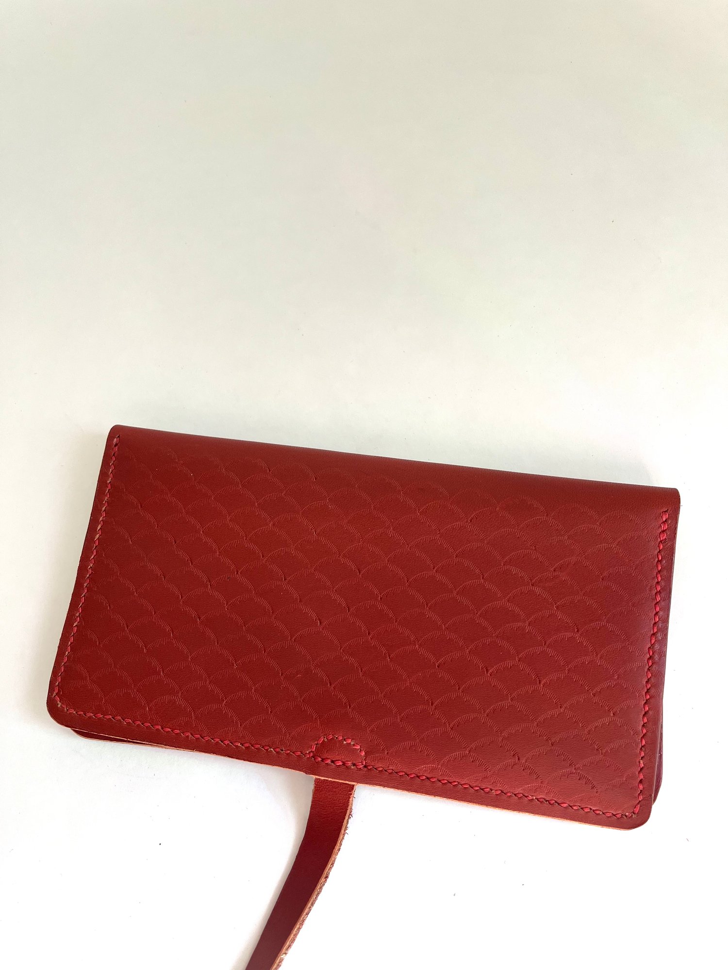 Image of Portage Red Stamped Wrap Clutch 