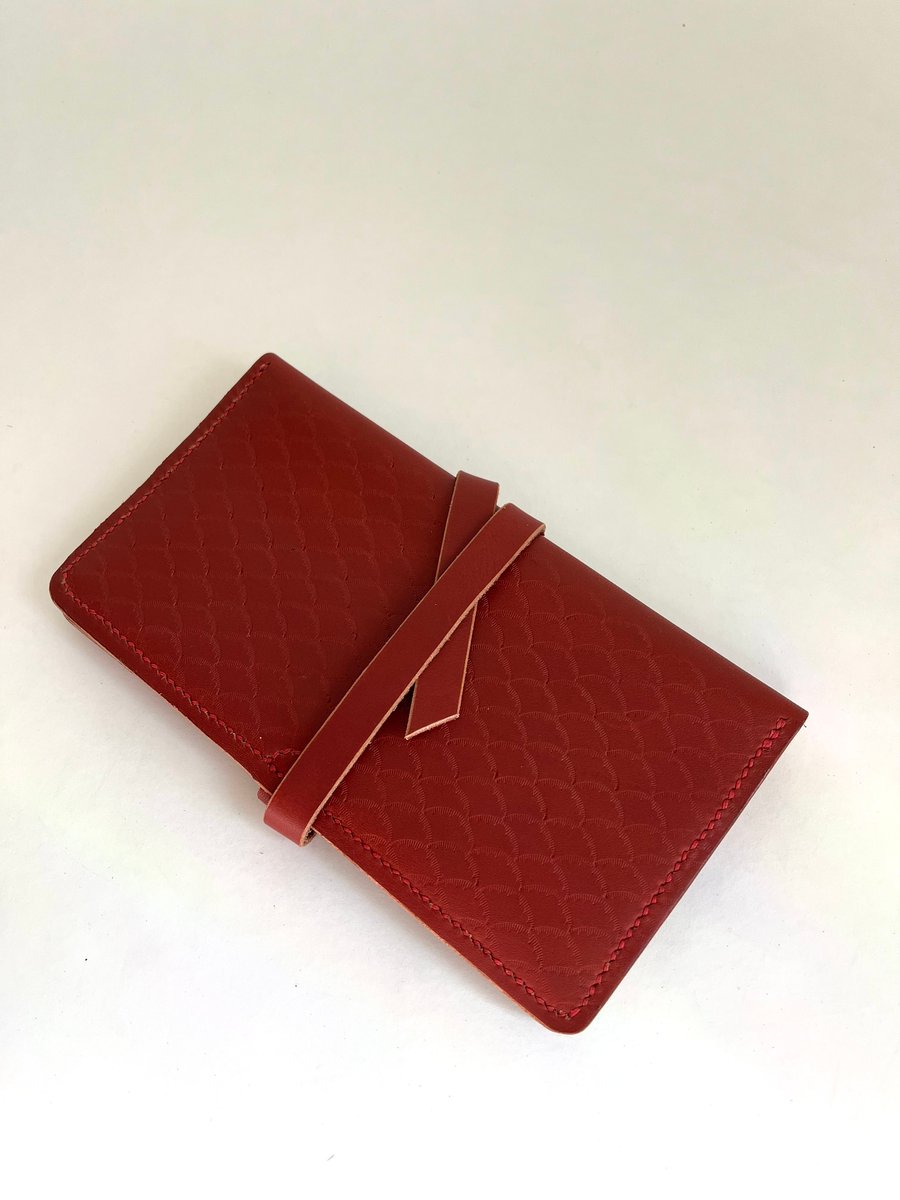 Image of Portage Red Stamped Wrap Clutch 