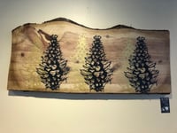 Pinecones on wood