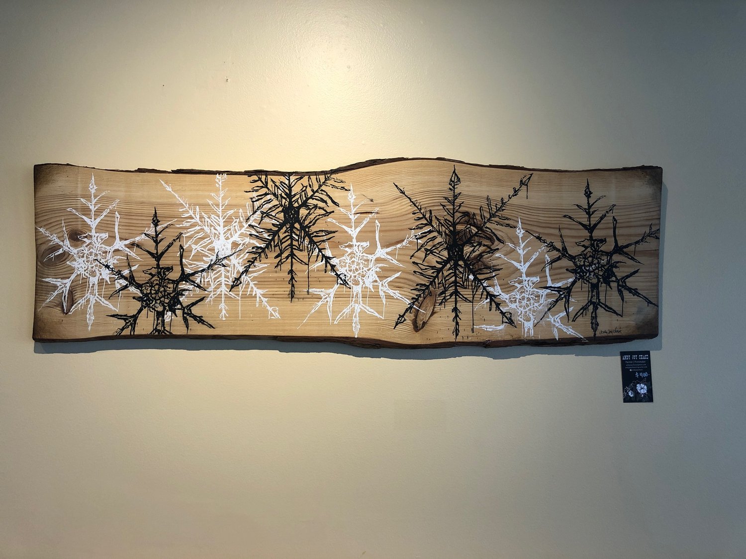 Snowflakes on wood