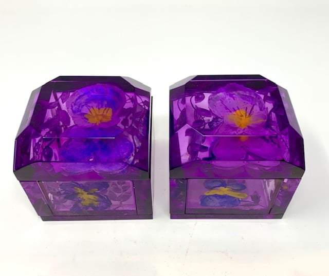 Image of Painted Jumbo Mini Pansy Boxes - Purple