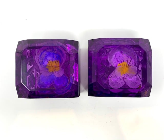 Image of Painted Jumbo Mini Pansy Boxes - Purple