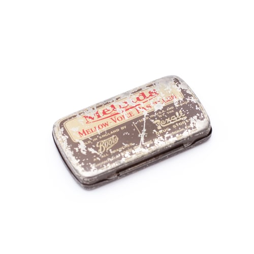 Image of Mini British Medicine Tin with Christmas Ephemera