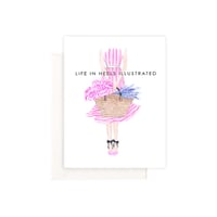 Image 2 of STATIONERY CARD: PINK STRIPES AND BLACK BOWS