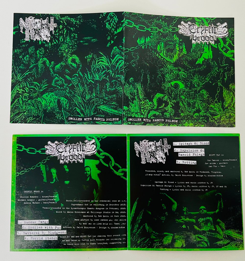 CRYPTIC BROOD / NIGHT HAG - Swollen With Rancid Phlegm Split CD