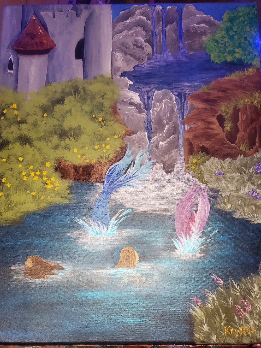 Image of While the Mermaids Play painting 