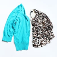 Image 4 of teal animal print floral 10/12 sweater buttons courtneycourtney long cardigan 