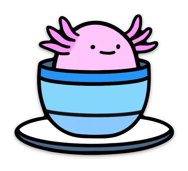Axolotl Tea Cup Vinyl Sticker