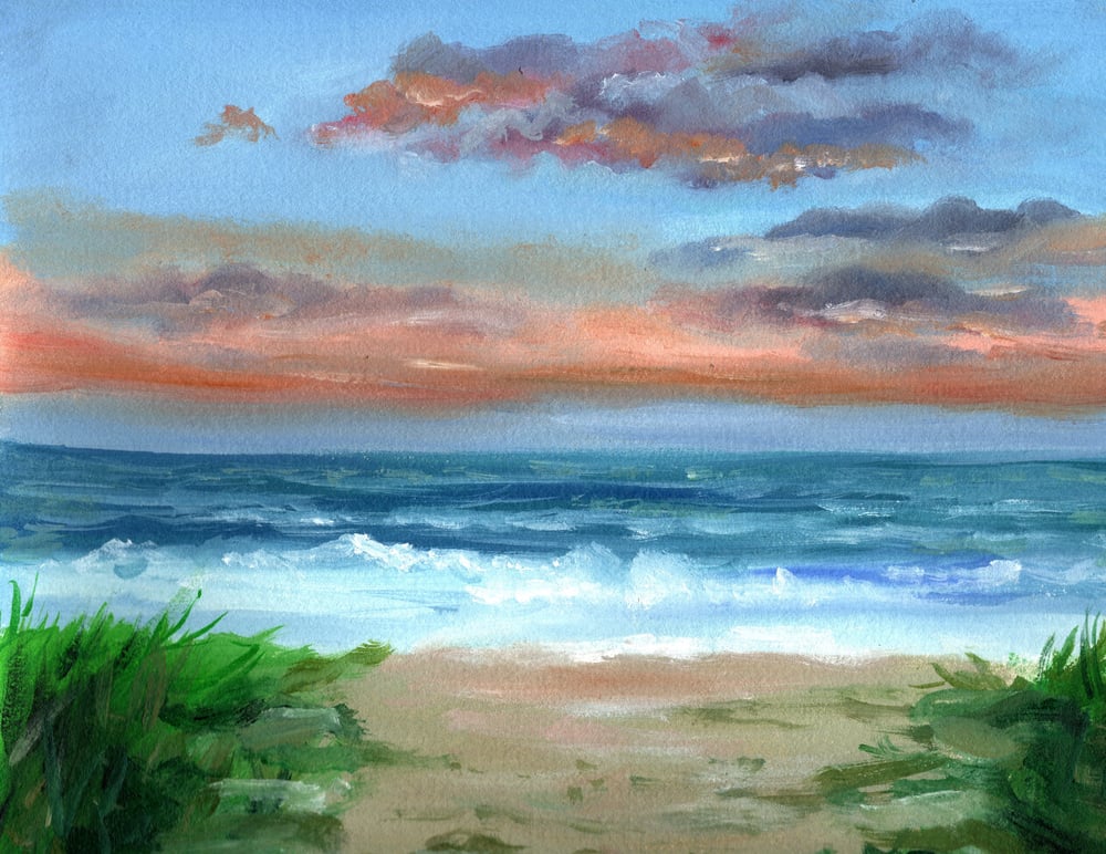 Image of Oil Painting - Pink Sunset 9x12