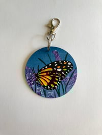 Image 1 of Butterfly and lavender hand painted keychain