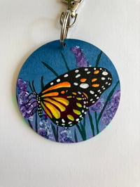 Image 3 of Butterfly and lavender hand painted keychain