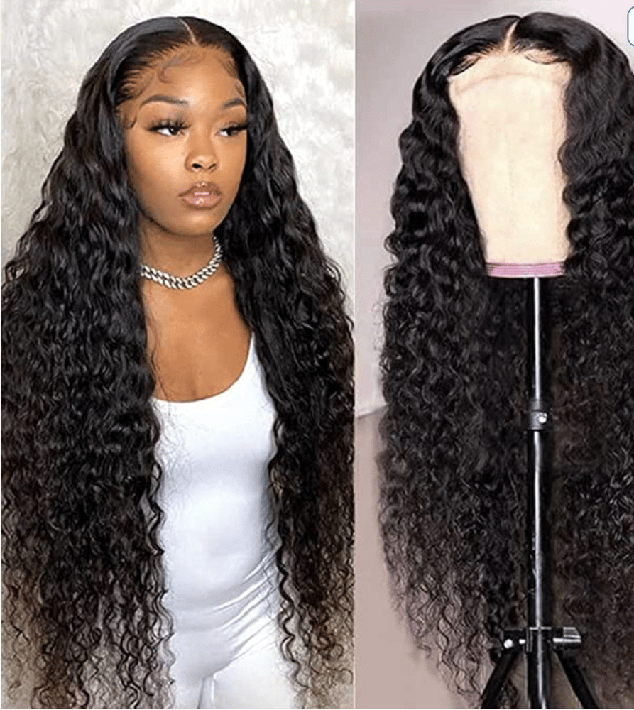 Image of 30 Inch HD Transparent Lace Front Wigs Human Hair Deep Wave