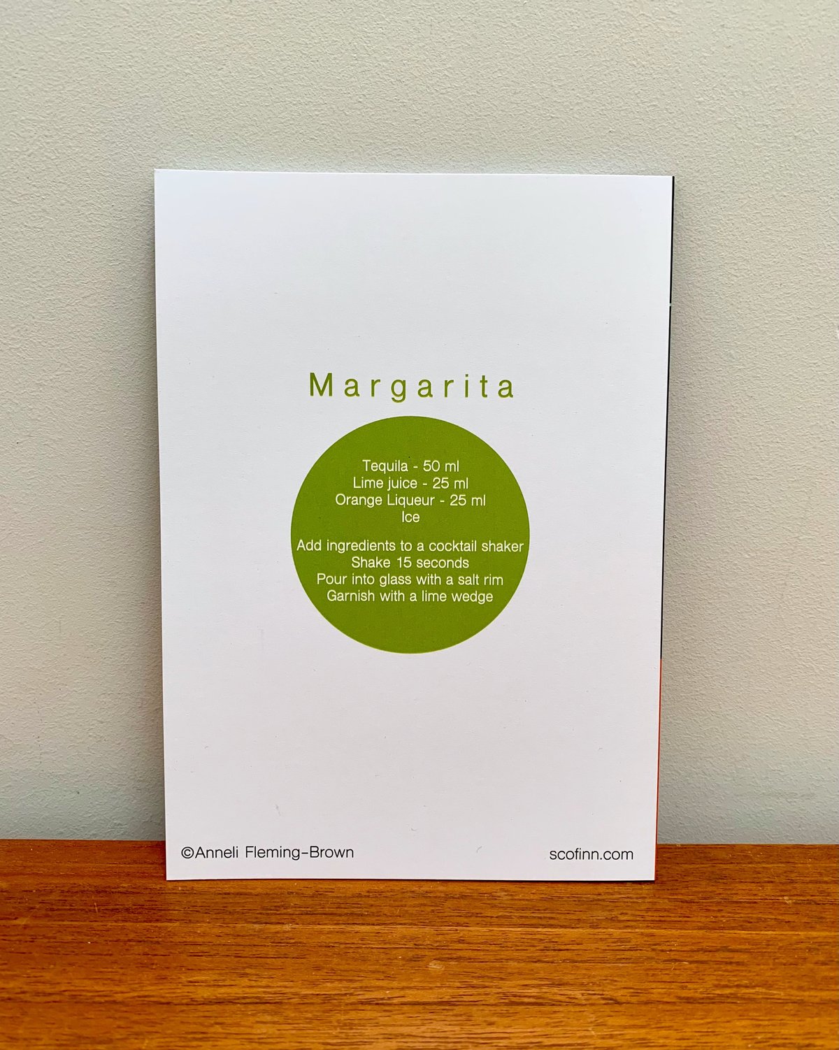 Cocktail Recipe Cards: Margarita, Old-Fashioned or Tequila Sunrise